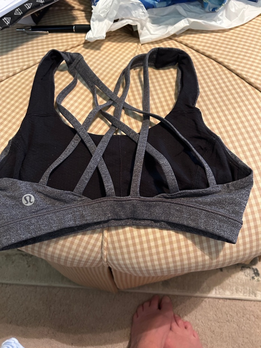 lululemon athletica Black with Heather Gray Strappy Sports Bra